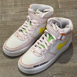 Nike Mid-Top Sneakers - White with Yellow, Pink & Green Accents